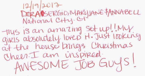 Guestbook Message From Dora, Sergio, Mary Jane, and Annabell December 2012
