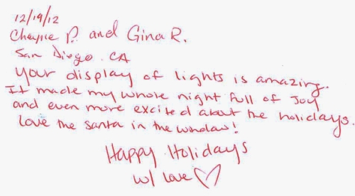 Guestbook Message From Cheyne and Gina December 2012
