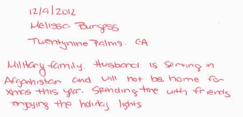 Guestbook Message From Melissa Burgess December 2012