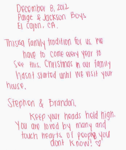 Guestbook Message From Paige and Jackson Boys December 2012