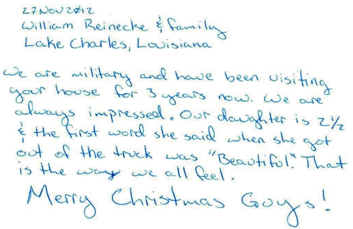 Guestbook Message From The Reinecke Family November 2012