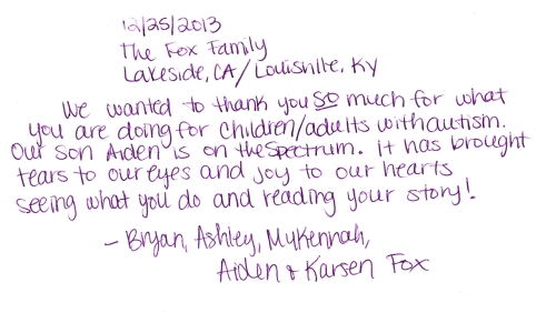 Guestbook Message From The Fox Family December 2013