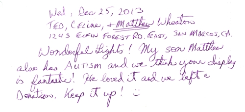Guestbook Message From The Wheaton Family December 2013