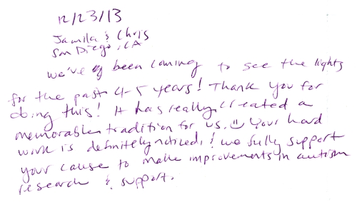 Guestbook Message From Jamilla and Chris December 2013