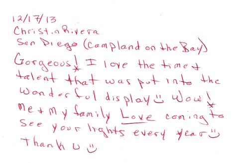 Guestbook Message From Christin Rivera December 2013
