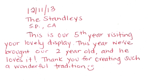 Guestbook Message From The Standley Family December 2013