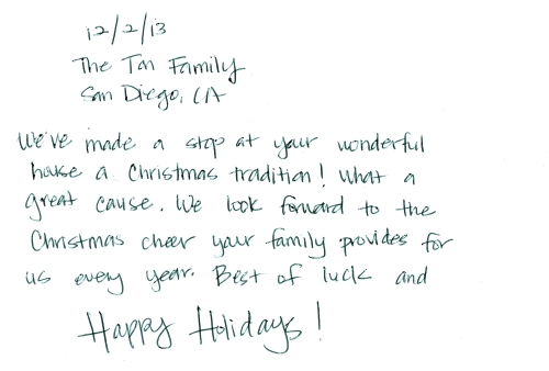 Guestbook Message From The Tan Family December 2013