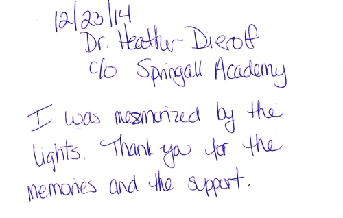 Guestbook Message From Dr. Dierolf December 2014