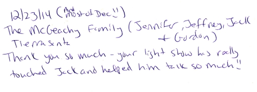 Guestbook Message From The McGeachy Family December 2014