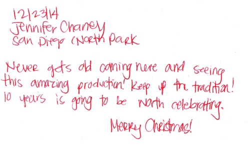 Guestbook Message From Jennifer Chaney December 2014