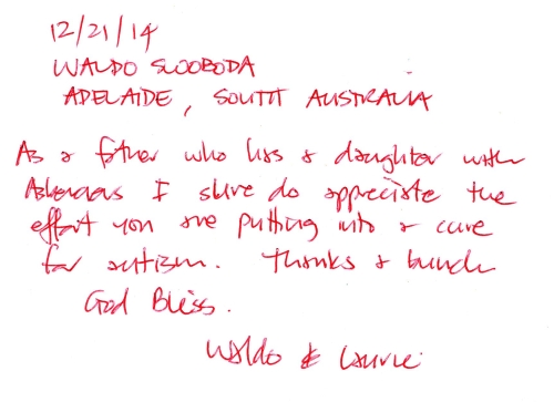 Guestbook Message From Waldo Slooboda December 2014