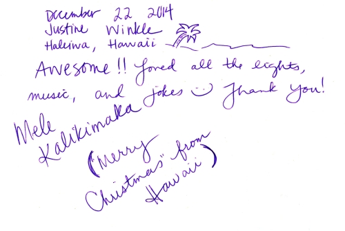 Guestbook Message From Justine Winkle December 2014