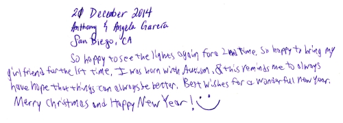 Guestbook Message From The Gareras December 2014