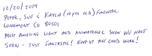 Guestbook Message From The Farwells December 2014