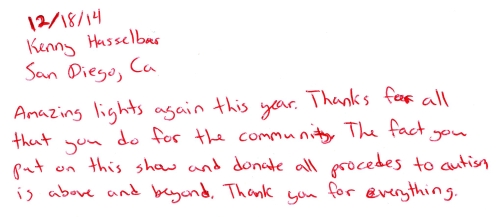 Guestbook Message From Kenny Hasselbus December 2014