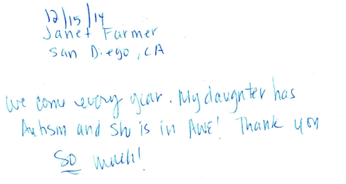 Guestbook Message From Janet Farmer December 2014