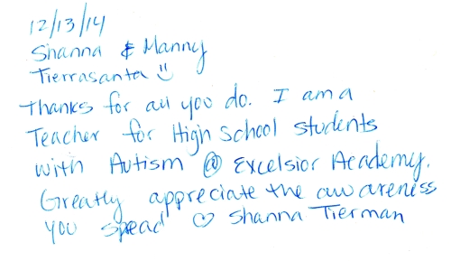 Guestbook Message From Shanna and Manny December 2014