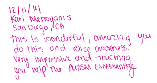 Guestbook Message From Kari Metroyanis December 2014