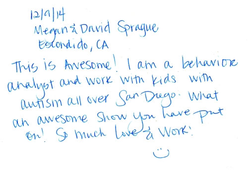 Guestbook Message From The Spragues December 2014