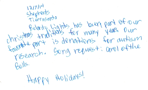 Guestbook Message From The Shepherds December 2014