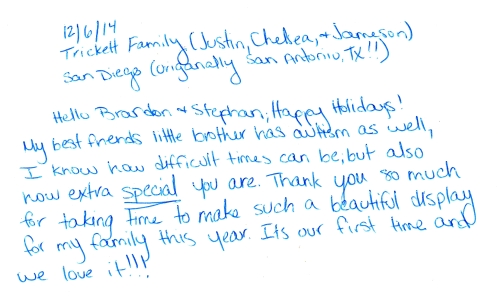 Guestbook Message From The Trickett Family December 2014