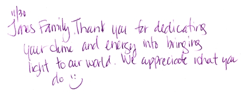 Guestbook Message From The Jones Family December 2014