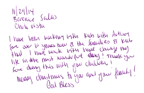 Guestbook Message From Bernice Salas December 2014