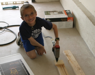 Brandon having fun with the nail gun
