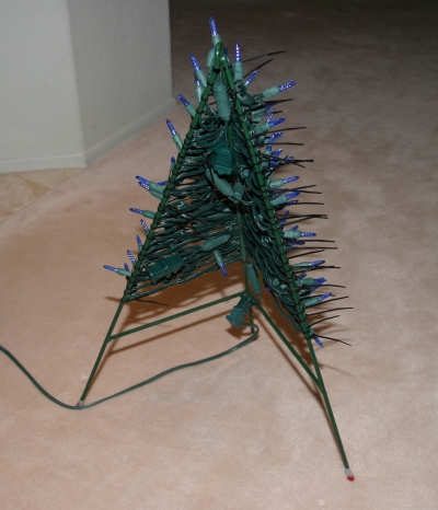 Back view of the Lights wrapped on a J Tree Frame